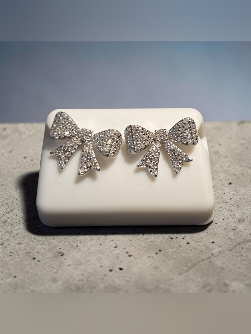 925 Silver .75 CTW Moissanite Bow Stud Earrings